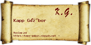 Kapp Gábor névjegykártya